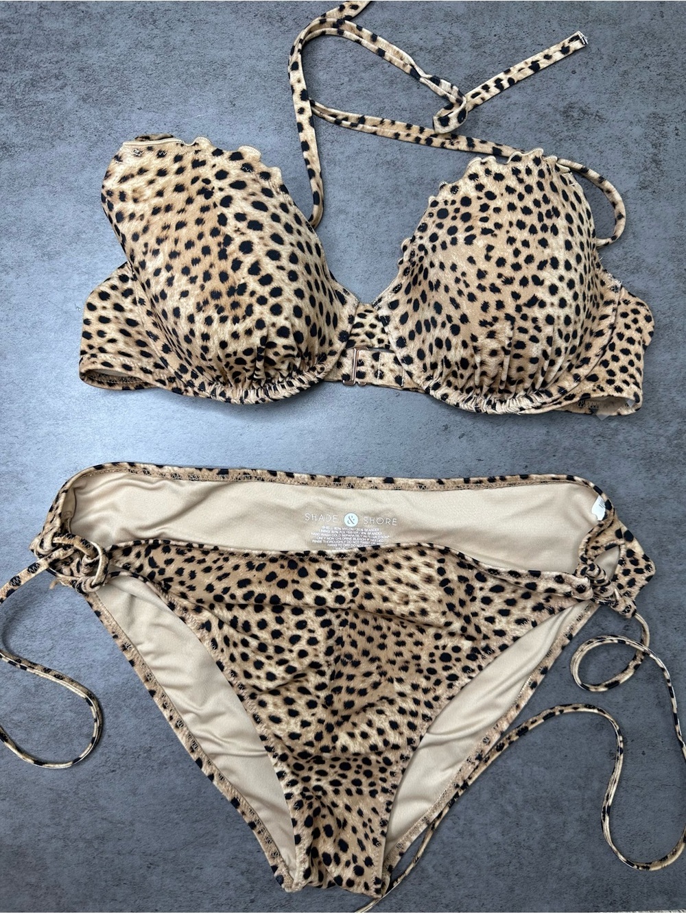 Shade & Shore Leopard Print Bikini — Tan & Black